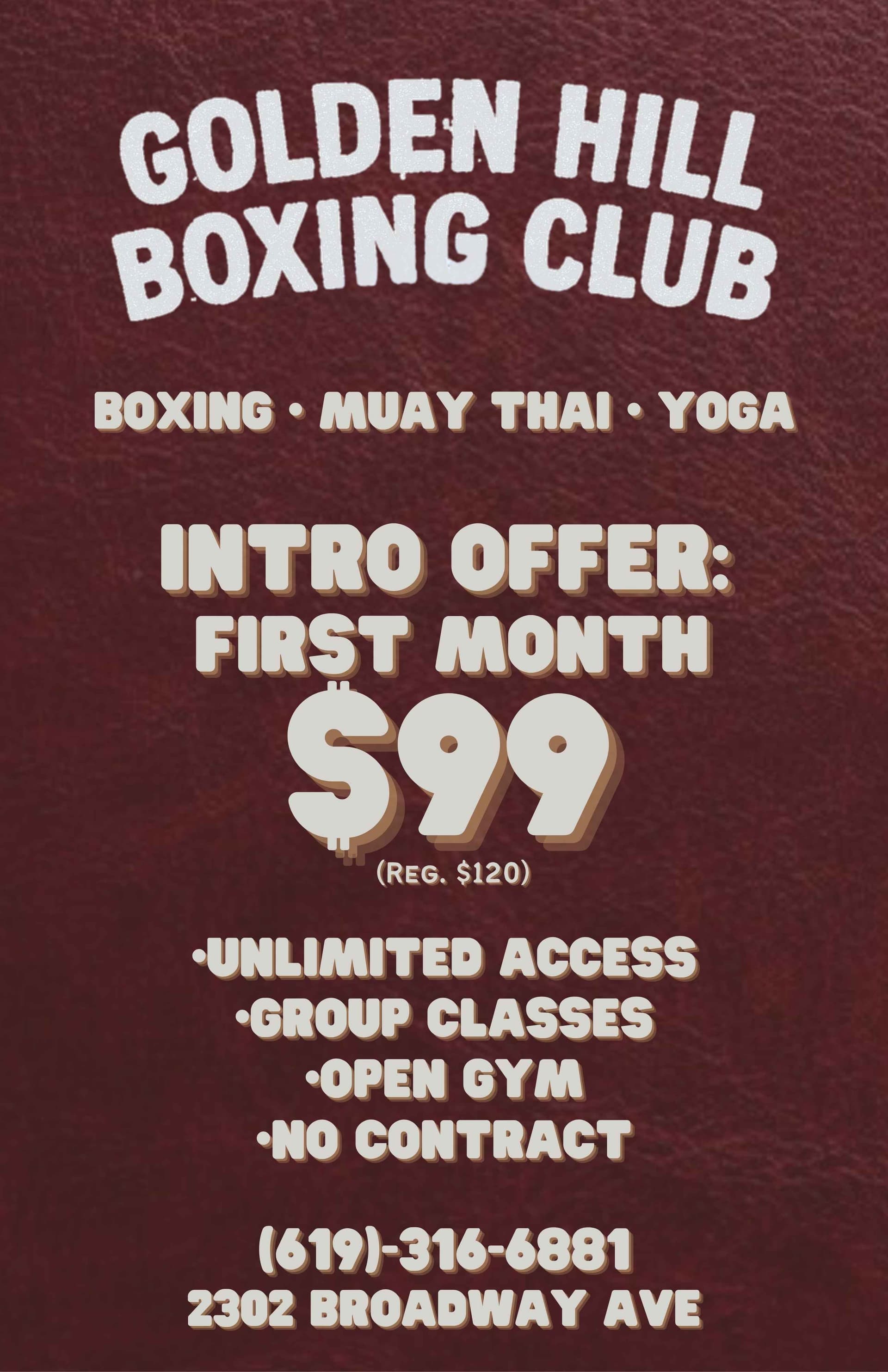 Golden Hill Boxing Club - Introduction Offer